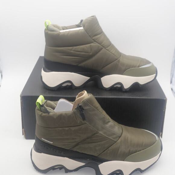 NEW Sorel Kinetic Impact Puffy Zip Waterproof Boots Stone Green Women's 9.5 - Picture 2 of 9